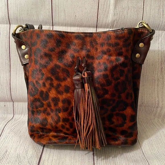 Patricia Nash leather leopard print bucket Bag - Picture 12 of 14